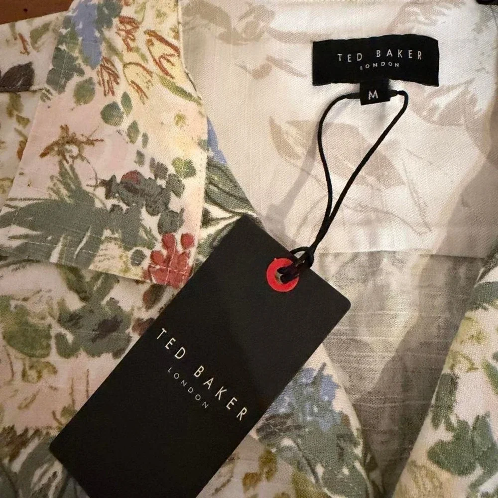 Ted Baker Men's Printed Button Down Shirt Floral $150 Retail Size Medium